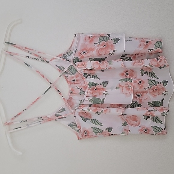 Forever 21 Floral Pink Layered Spaghetti Straps Women's Top S - Picture 8 of 10